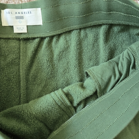 NWT SOL ANGELES Shorts Olive Pull On Sweat Waves Logo Drawstring size Large - Picture 11 of 16